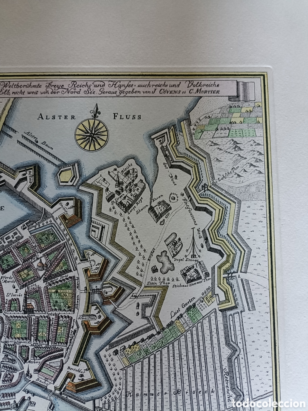 Arte: Mapa antiguo de Hamburgo (Hambourg) - Foto 5