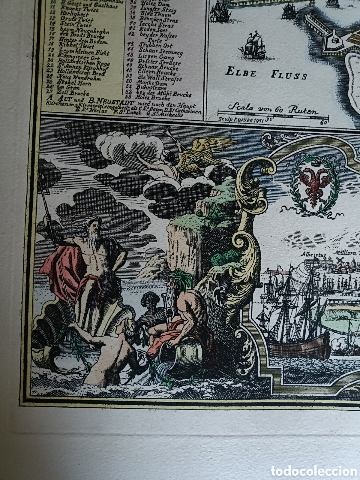 Arte: Mapa antiguo de Hamburgo (Hambourg) - Foto 1