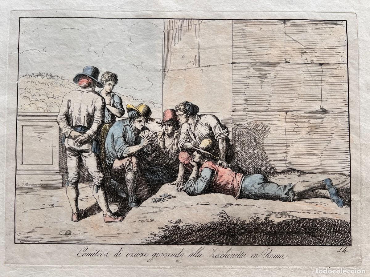 Arte: BARTOLOMEO PINELLI , ETCHING 1815 ROMA , COMITIVA , GRABADO DE 1815 - Foto 2