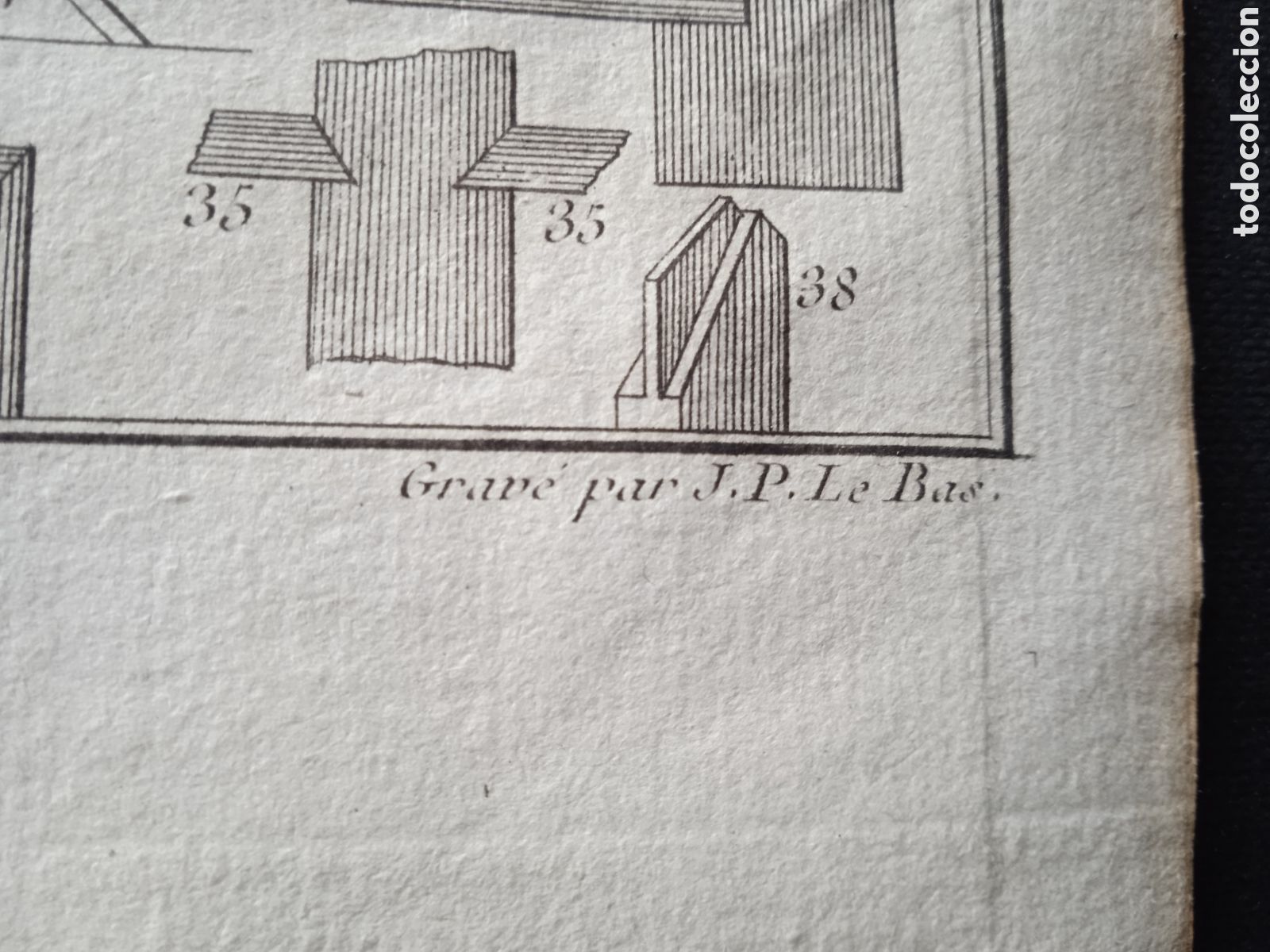 Arte: 2 GRABADOS DE J.P. LE BAS. SOBRE CONSTRUCCI&Oacute;N DE EDIFICIOS. S. XVIII. HOJAS DE UN LIBRO - Foto 2