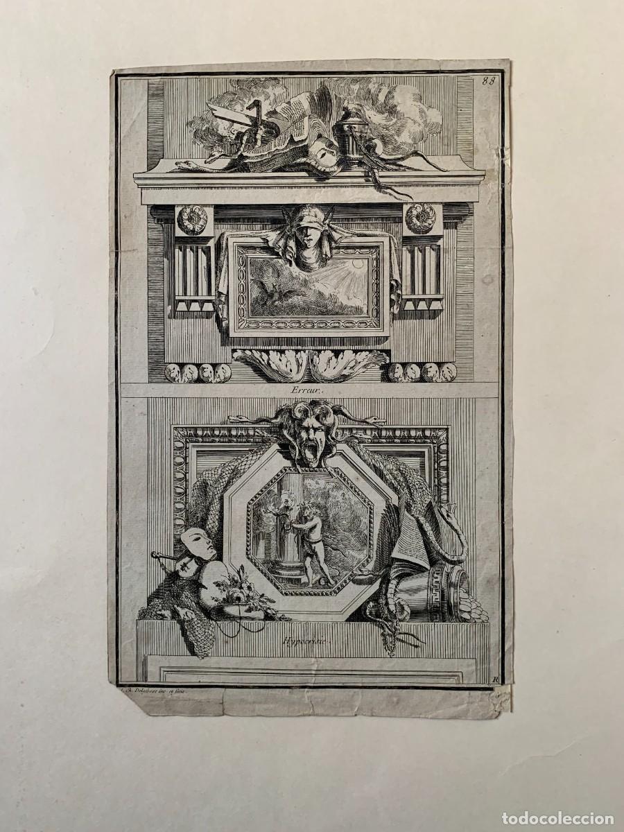 Arte: Error e Hipocres&iacute;a - Grabado original de J.-C. Delafosse - s. XVIII - Foto 1
