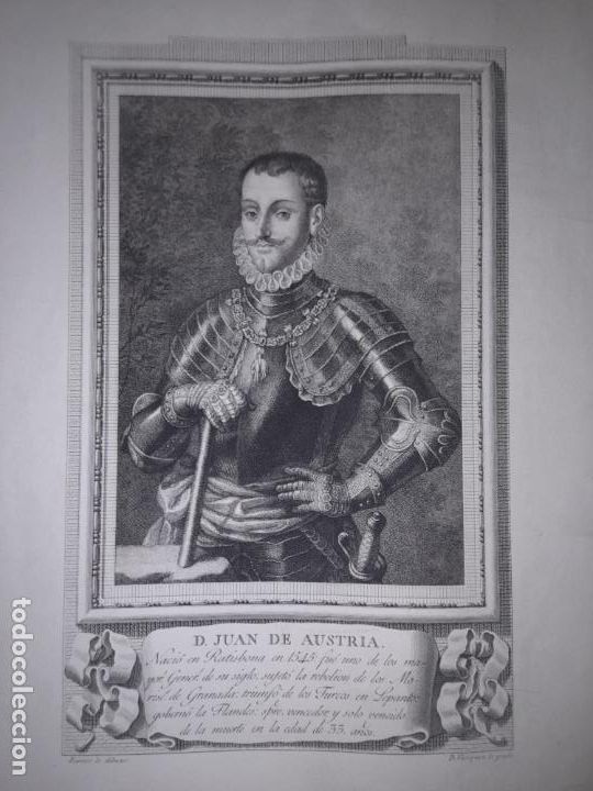 Art: ANTIGUO GRABADO DE D.JUAN DE AUSTRIA - A&Ntilde;O 1800 - RAMOS DIBUXO-VAZQUEZ GRABO.