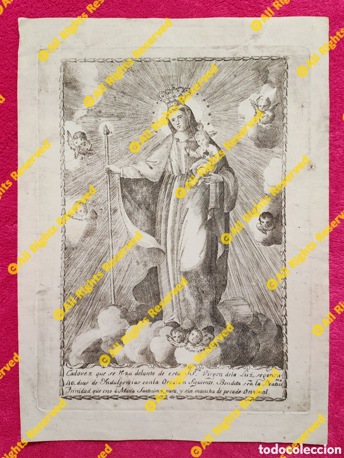 Arte: VIRGEN DE LA LUZ. GRABADO ANTIGUO - Foto 1