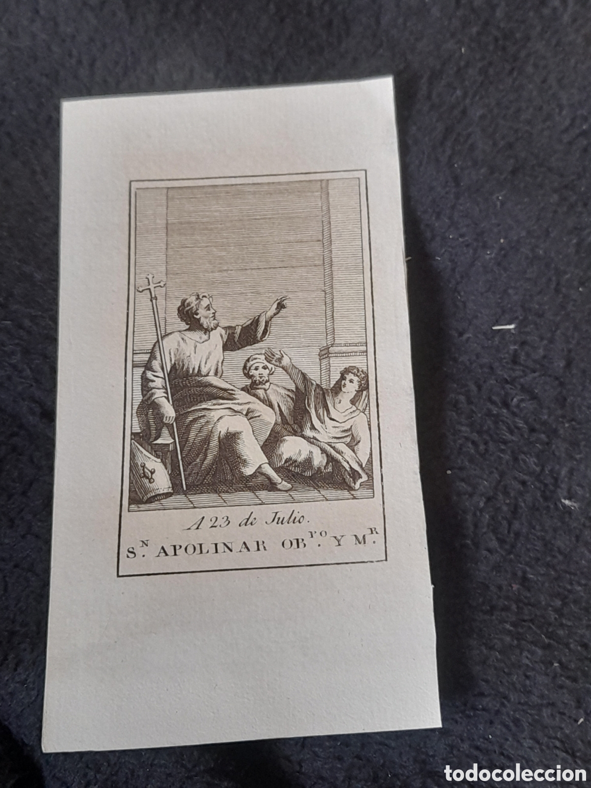 Art: Antiguo grabado, San Apolinar Obispo y M&aacute;rtir, mide 12,7x6,7 cm