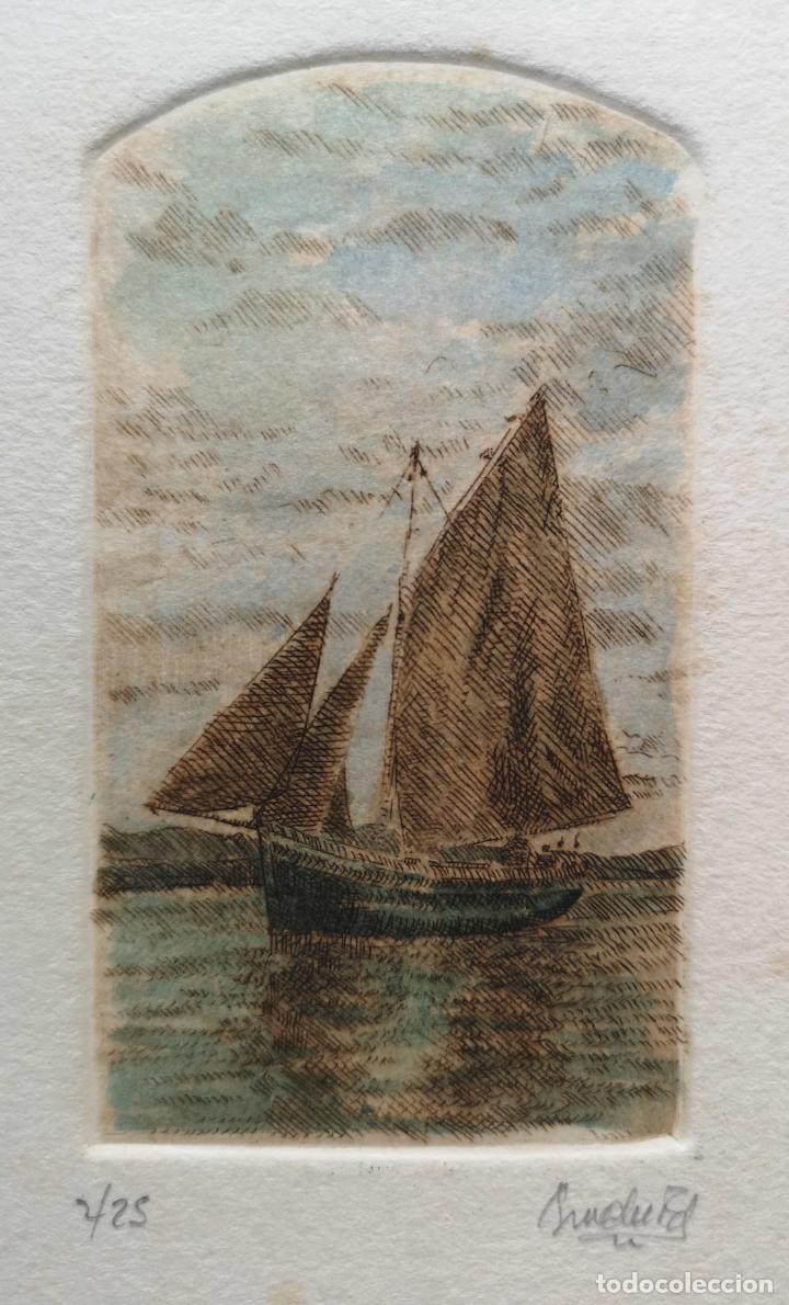 Arte: Grabado barco velero por Angel Anxelu