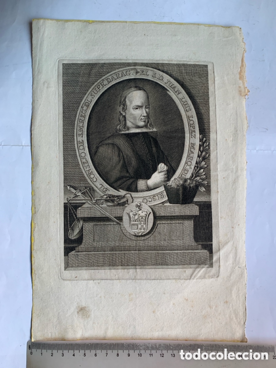 Arte: EL S.D. LUIS LOPEZ MARQ. DEL RISCO DEL CONSEJO DEL SUPR. DE ARAG&ordm;. GRABADO. - Foto 1