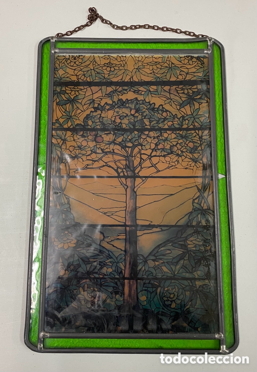 Arte: Cuadro paisaje-&Aacute;rbol sobre cristal- emplomado