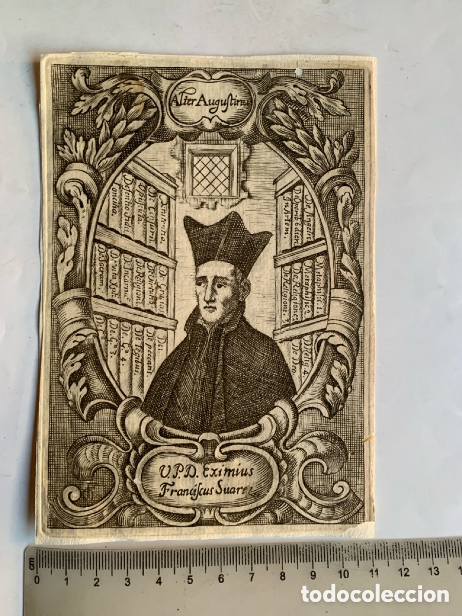 Arte: GRABADO. ALTER AUGUSTINUS. U. P. D. EXIMIUS FRANCISCUS SU&Aacute;REZ. - Foto 1