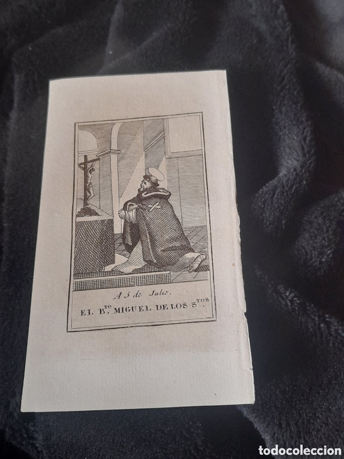 Arte: Antiguo grabado, Beato Miguel de los Santos, mide 12,6x7 cm