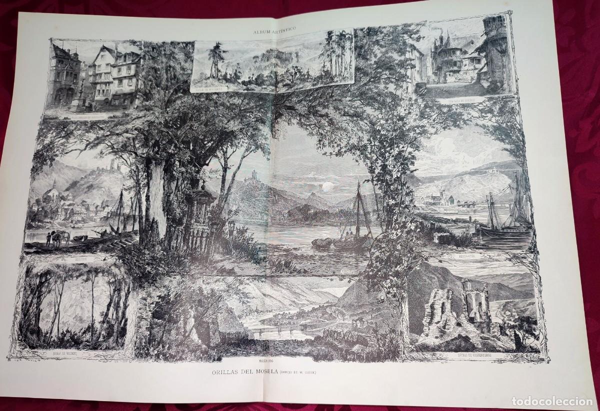 Arte: 1882 - Original de epoca - Orillas del Mosela W. Gause - La Ilustraci&oacute;n Art&iacute;stica