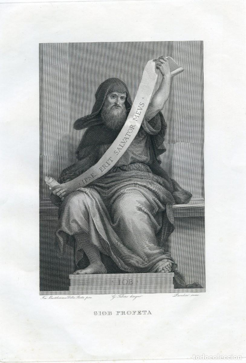 Arte: Grabado al cobre. Giob profeta. 1841 - Foto 3