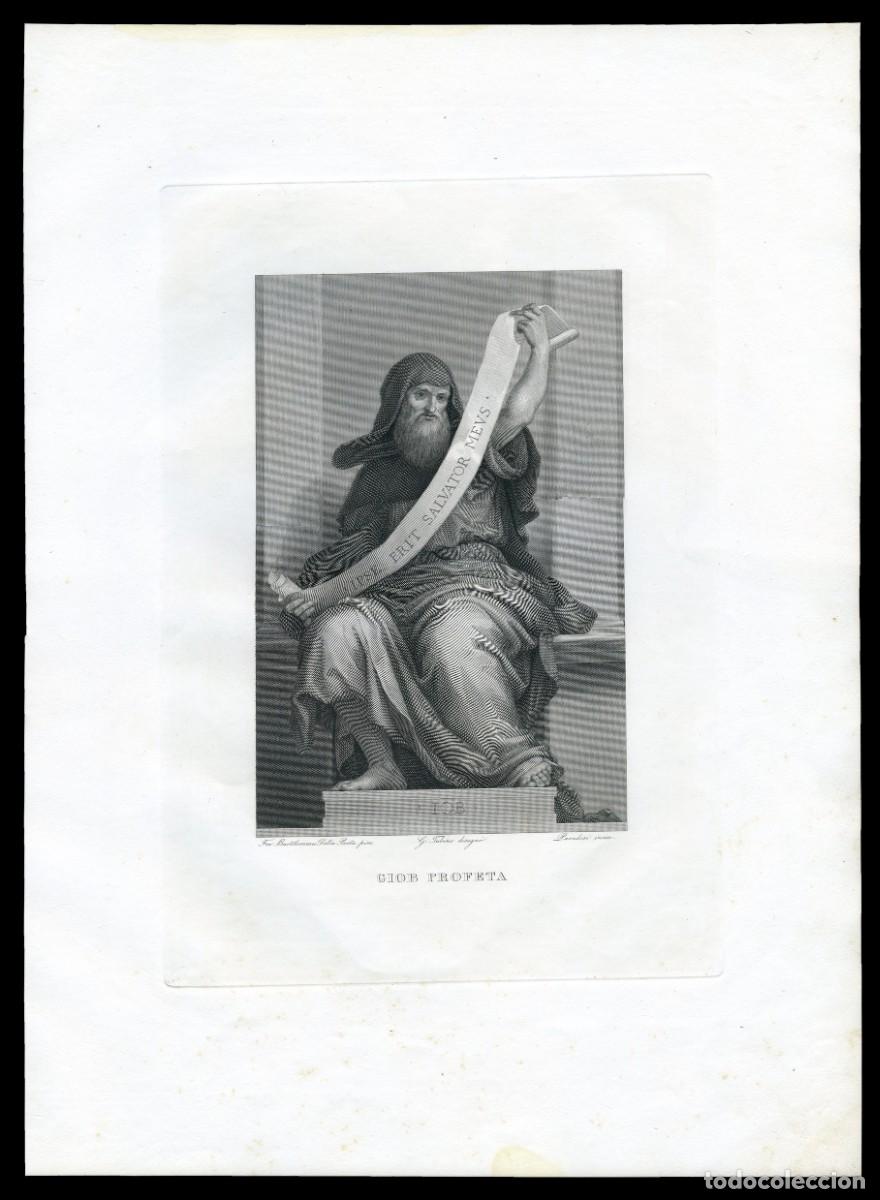 Arte: Grabado al cobre. Giob profeta. 1841 - Foto 5
