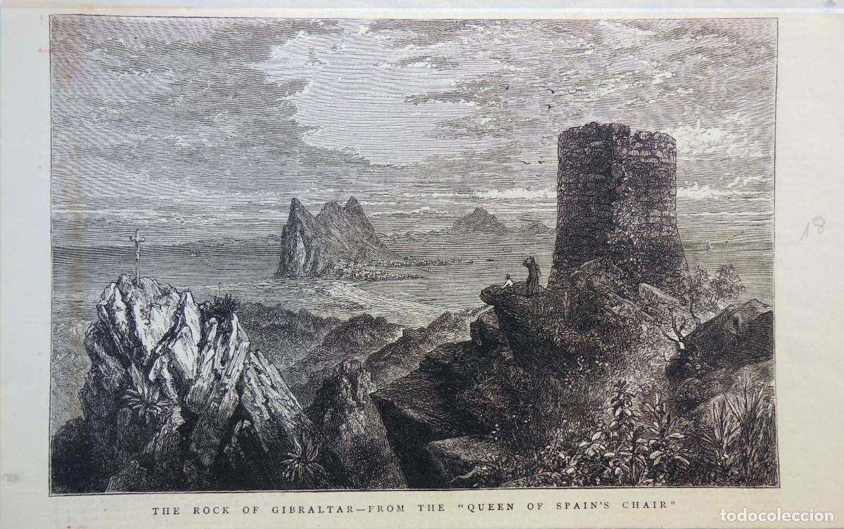 Arte: The rock of Gibraltar- from the &rdquo;Queen of Spain&acute;s chair&rdquo;. Illustration for The Graphic, 7 July 1877