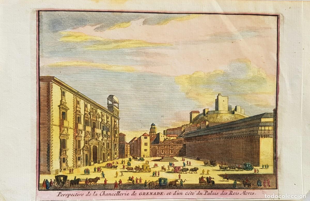 Arte: Perspective de la Chancellerie de Grenade. 1750. Coloreado a mano. - Foto 1
