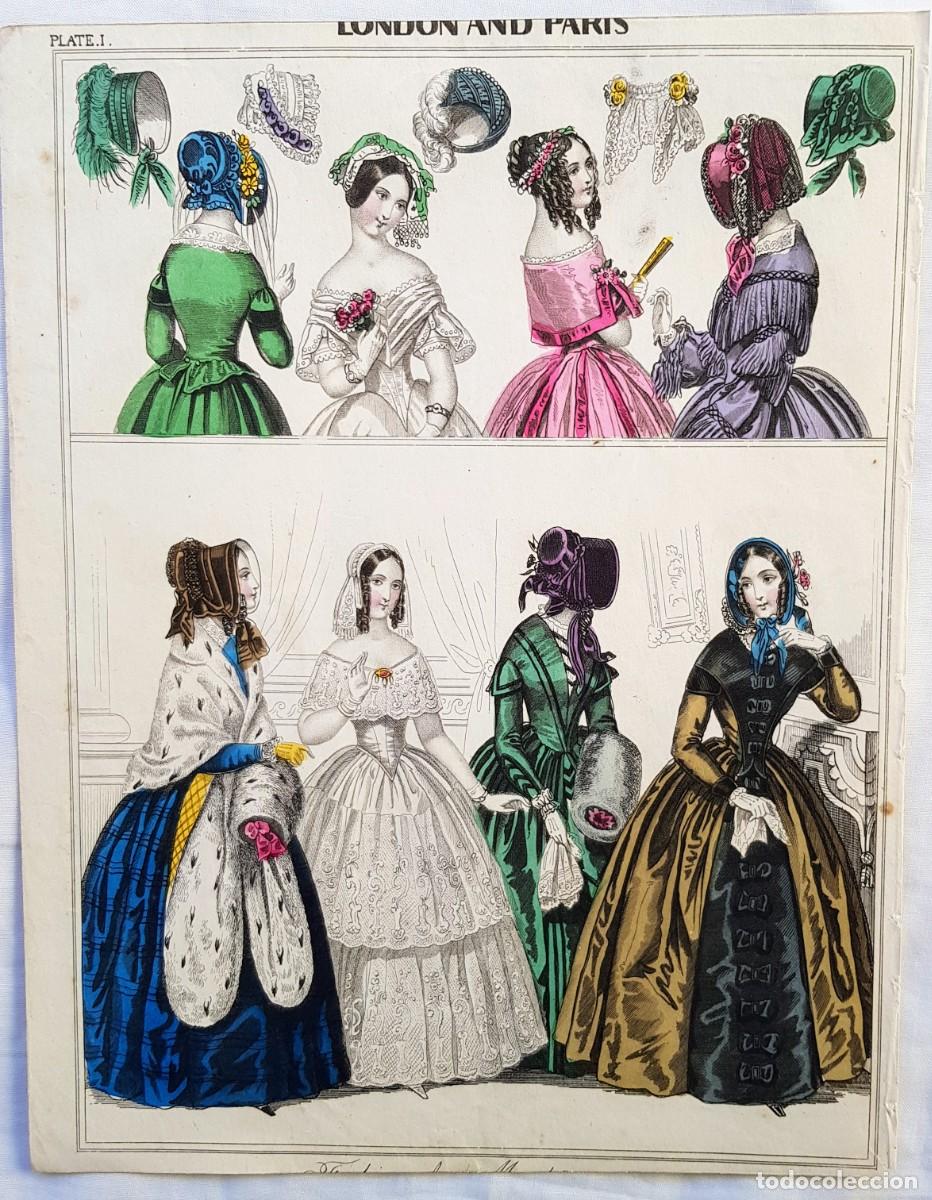 Arte: Fashion plate I. 1845 aprox.. Coloreada a mano.