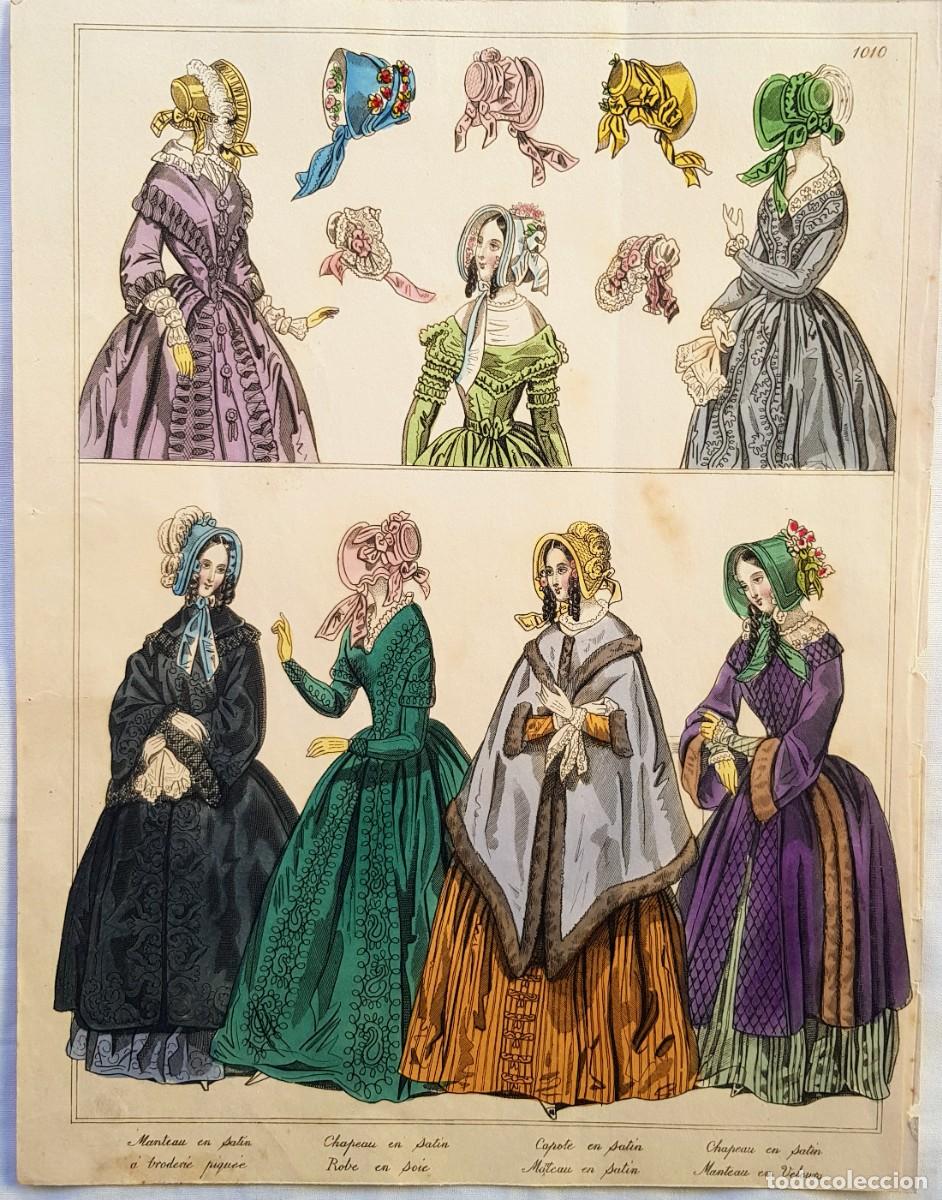 Arte: Fashion plate. Moda femenina. Coloreada a mano. 1845.