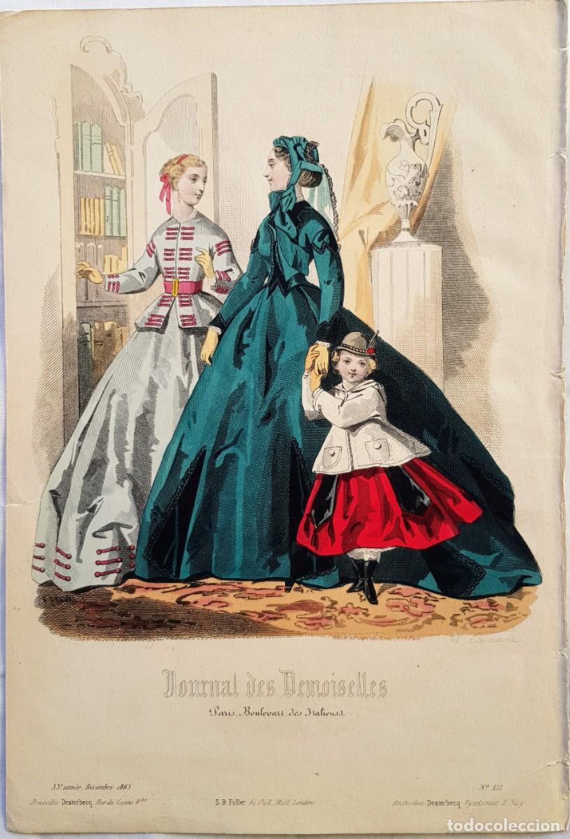 Arte: Fashion plate. Journal des Demoiselles. N XII. Moda victoriana. 1865.