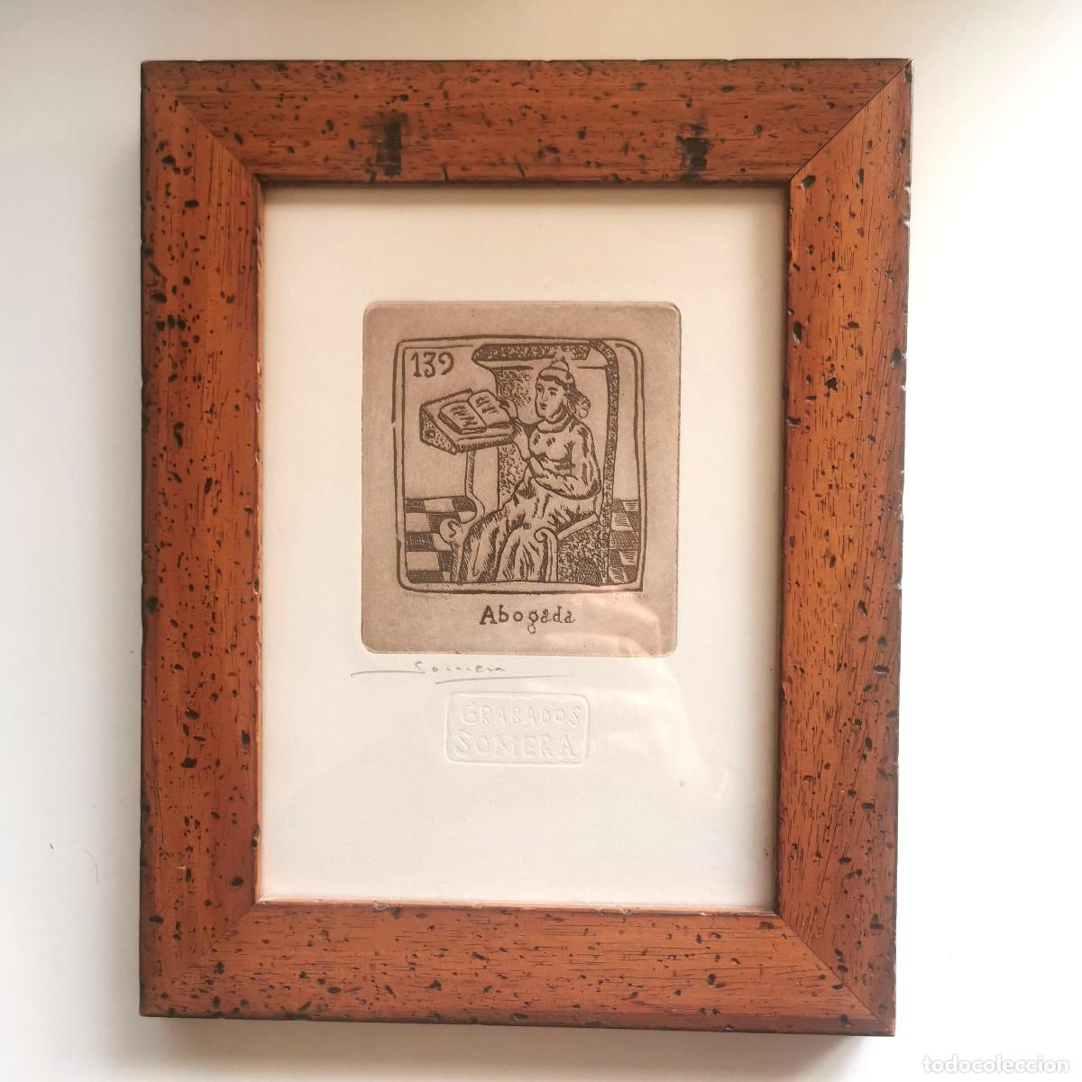 Arte: Grabado en aguafuerte. La abogada 139 Marco de madera Grabados Somera