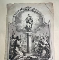 Arte: GRABADO NUESTRA SEÑORA DEL PILAR DE ZARAGOZA - LYON - DAUDET - SIGLO XVIII