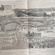 Arte: BARCELONA - VISTA PANORAMICA EXPOSICIÓN UNIVERSAL - GRABADO PUBL 1900 - 53 X 35 CMS .