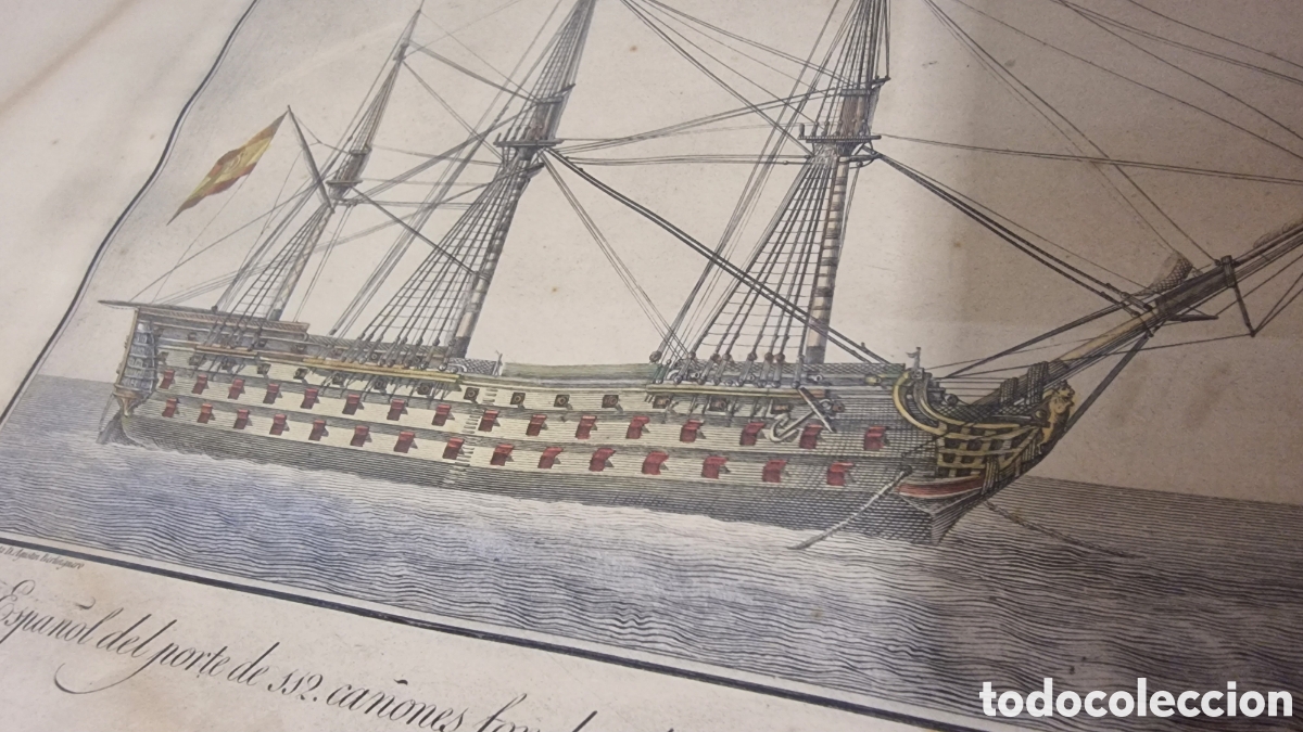 Arte: Grabado naval 1790 enmarcado - Foto 5