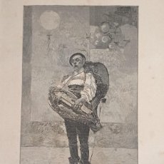 Arte: BARBUDO - LA ORQUESTA AMBULANTE - GRABADO PUBLICACIÓN 1900 - 27 X 34 CM
