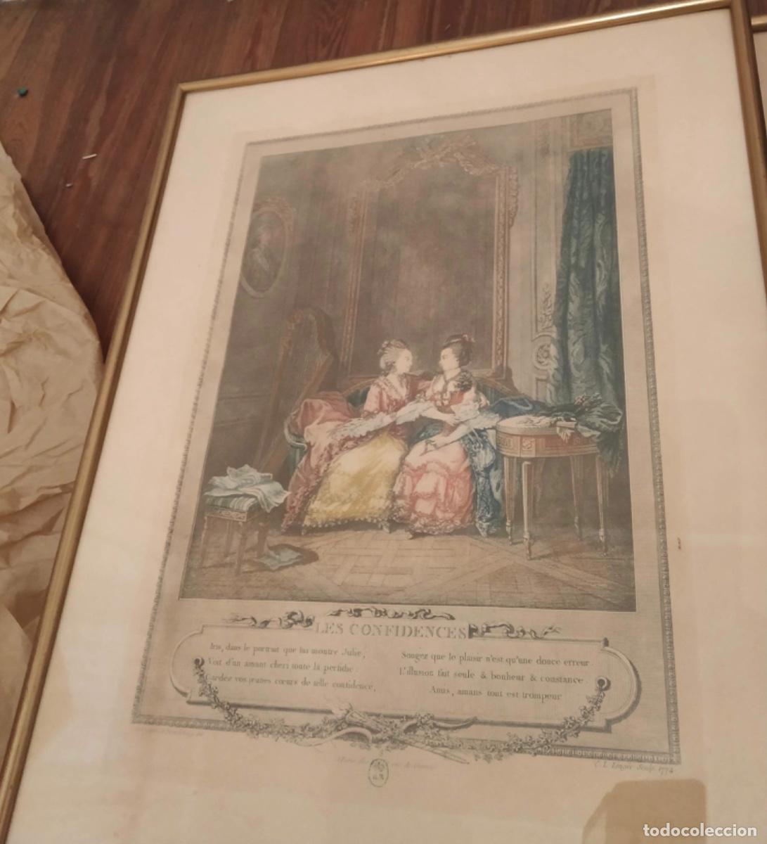 Arte: GRABADO LES CONFIDENCES 1774 - Foto 2