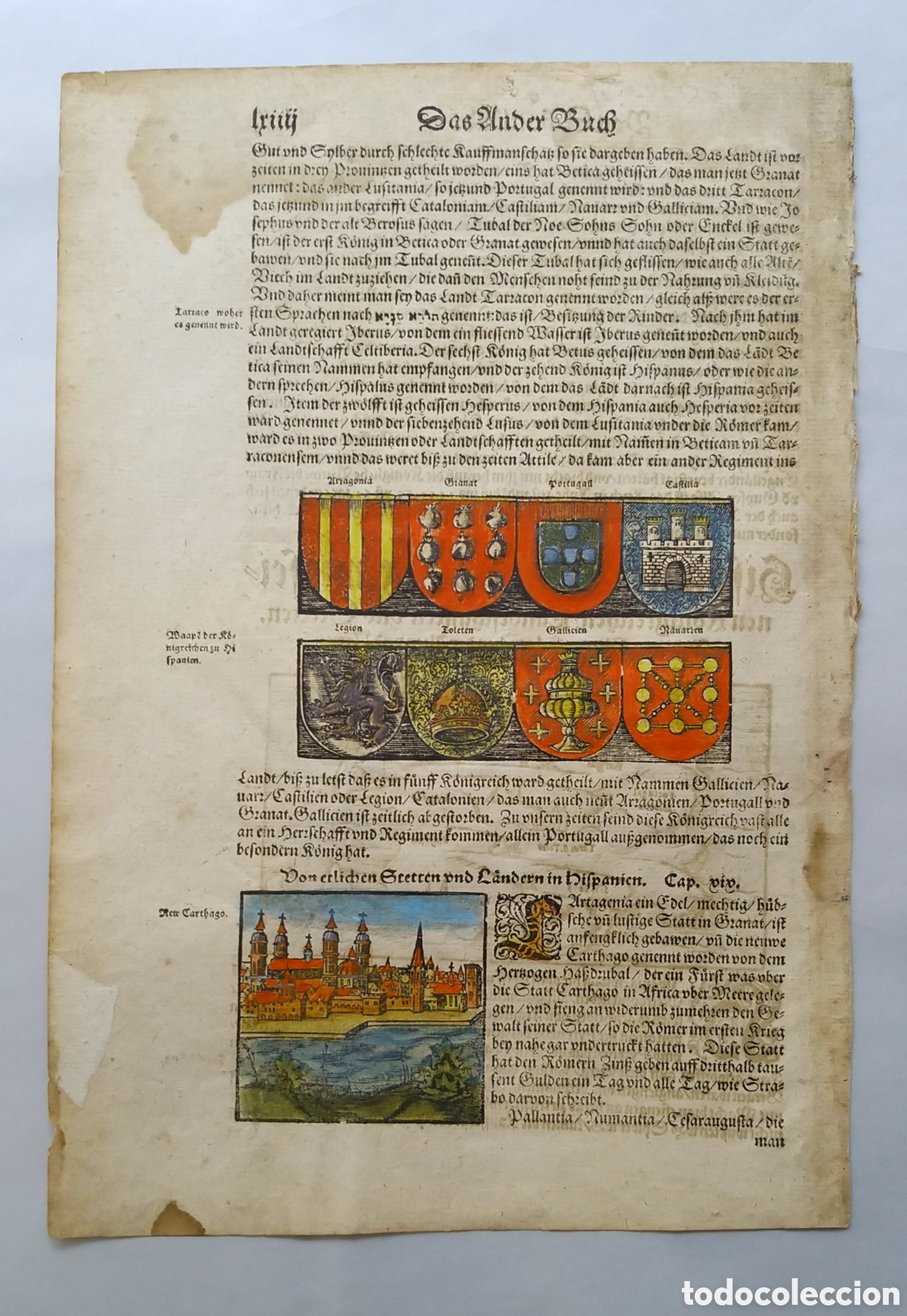 Arte: ESPA&Ntilde;A Grabado Mapa. MUNSTER 1565. - Foto 2