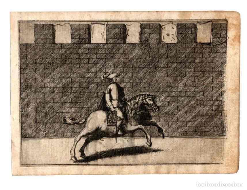 Arte: GRABADO CABALLERO A CABALLO. SIGLO XVIII - Foto 1