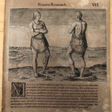 Arte: GRABADO PROCERES ROANOACK. INDIOS DE ROANOKE. THEODOR DE BRY. FRANKFURT 1590. MUY RARO