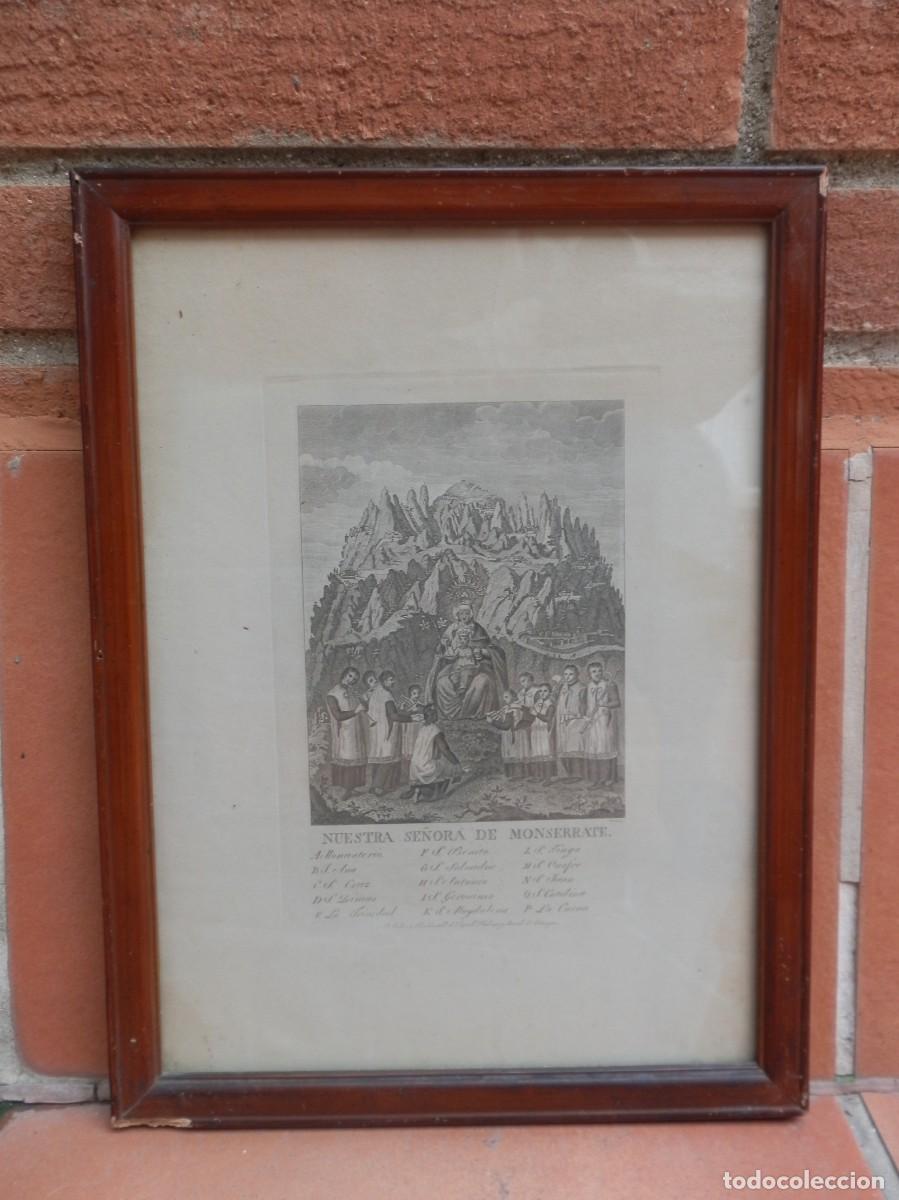 Art: GRABADO IMAGEN DE NUESTRA SE&Ntilde;ORA DE MONSERRATE. COROMINAS GRABADOR. ENMARCADO. PRINCIPIOS SIGLO XIX.