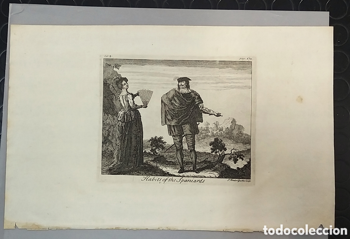 Arte: Vestidos&nbsp;de los Espa&ntilde;oles.&nbsp;Grabado 1744.&nbsp; - Foto 2