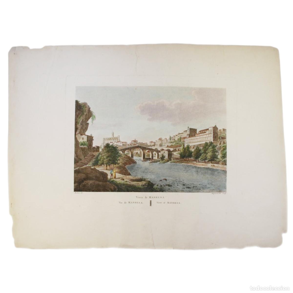 Arte: ALEXANDRE DE LABORDE - VISTA DE MANRESA - 1820 - Foto 3