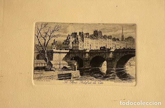 Arte: AGUAFUERTE EAU-FORTE. LA SEINE A PARIS LE PONT NEUF ET LA CITE DE CH. PINET S. XIX