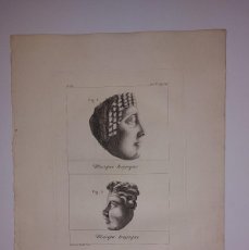 Arte: GRABADO ANTIGUO SIGLO XVIII MASQUE TRAGIQUE MÁSCARA TRÁGICA EGIPTO [1798] TARDIEU SONNINI