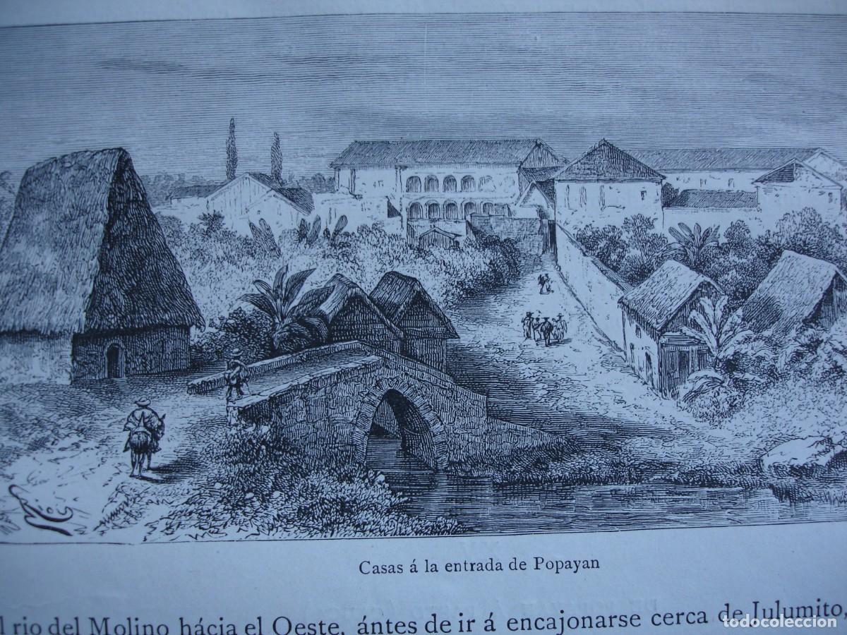 Art: CASAS A LA ENTRADA DE POPAYAN COLOMBIA.A&Ntilde;O 1884.15X8