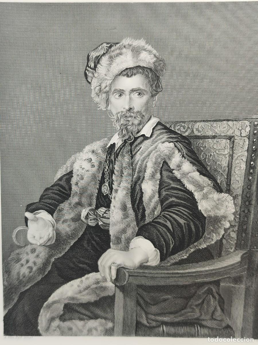 Arte: Autoretrato de Van Dyk. Royal Dresden Gallery Payne&acute;s 1850. costumbrista