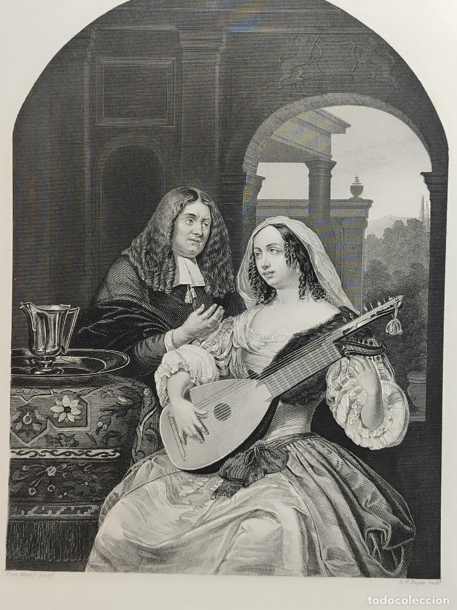 Arte: The lute player de Franz Mieris. Royal Dresden Gallery Payne&acute;s 1850. musica