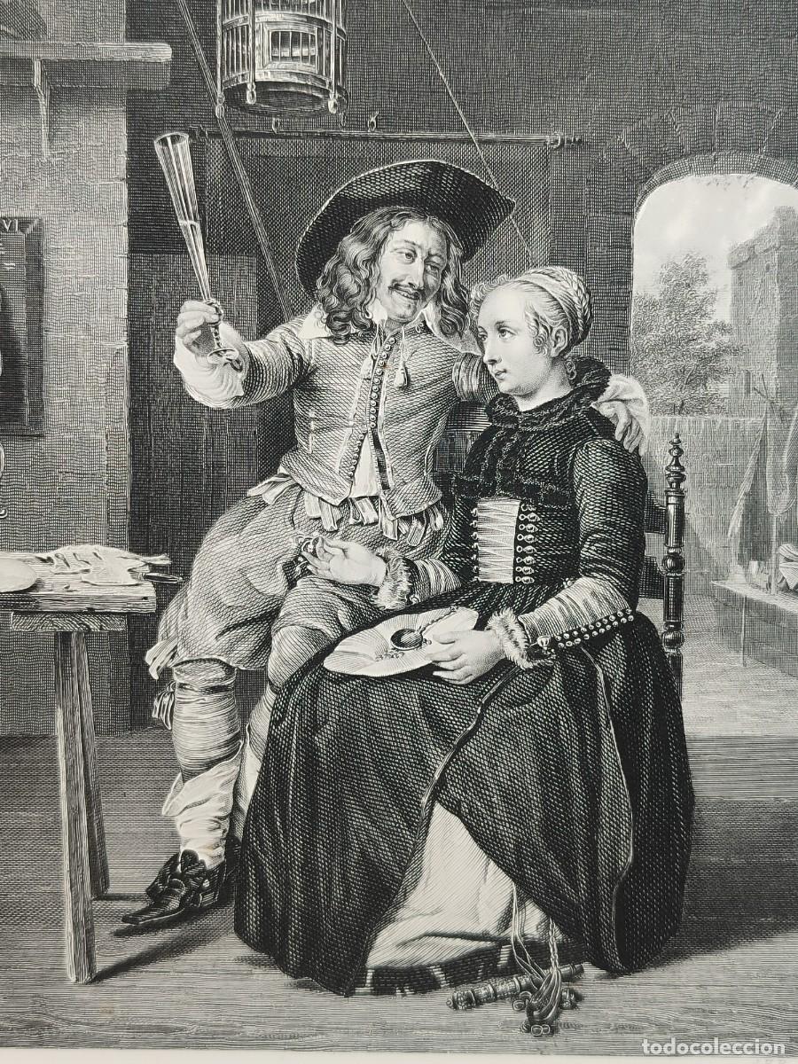 Arte: Metz und seine frau. Royal Dresden Gallery Payne&acute;s 1850. costumbrista