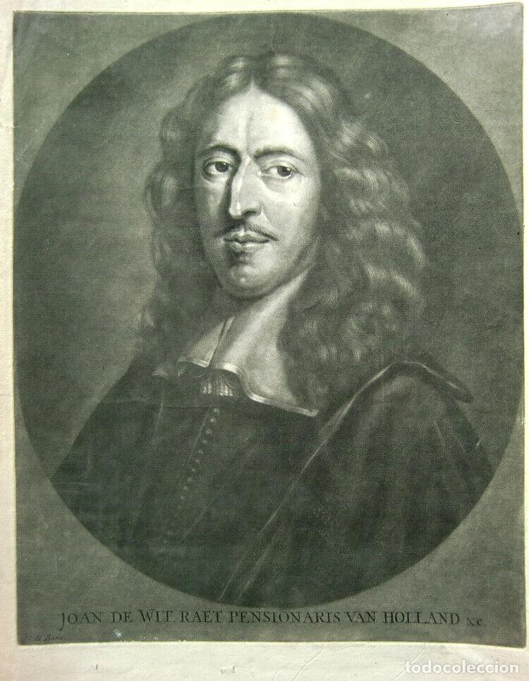 Arte: Joan de Wit grabado mezzotinto de A. Blooteling 1669 - Foto 1