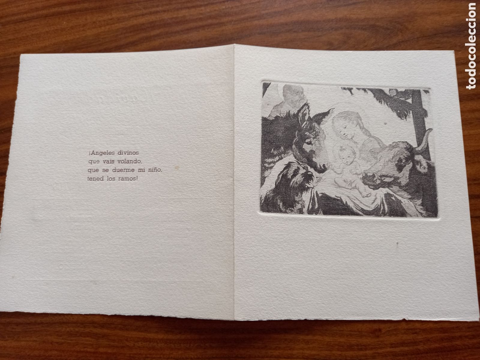 Arte: Alex Coll. Diptico programa Navidad 1948. Con grabado - Foto 2