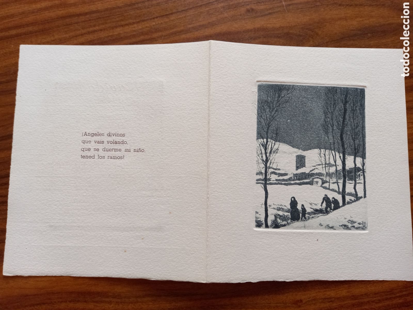 Arte: Alex Coll. Diptico programa Navidad 1948. Teatro. Con grabado - Foto 2