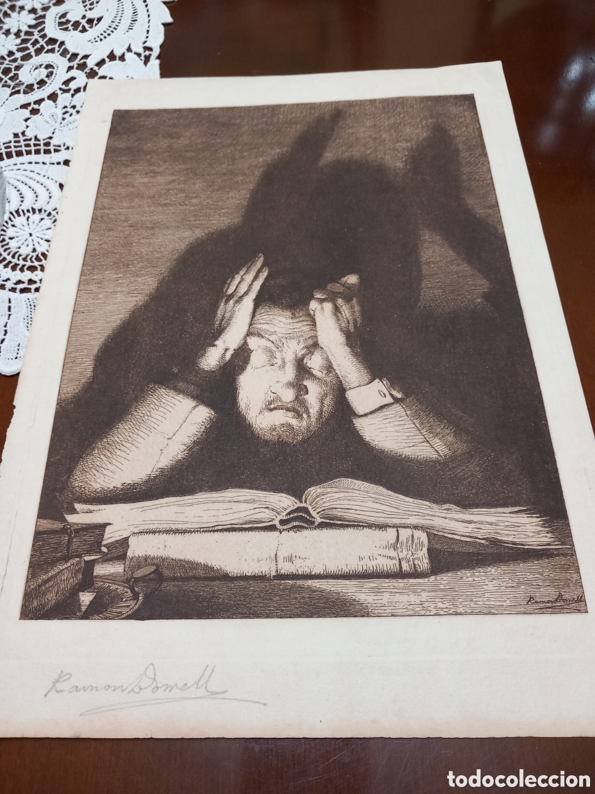 Arte: Antiguo grabado al aguafuerte - Foto 5