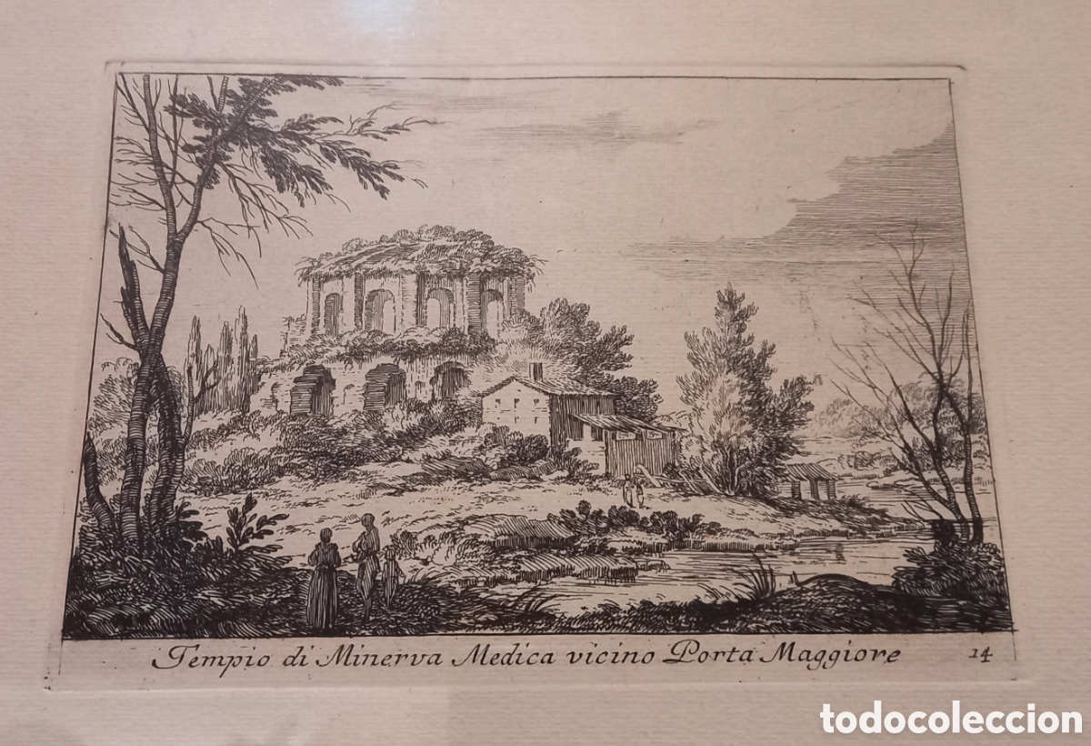 Art: Antiguo grabado italiano &rdquo;Tempio di Minerva Medica vicino Porta Maggiore&rdquo; # 14