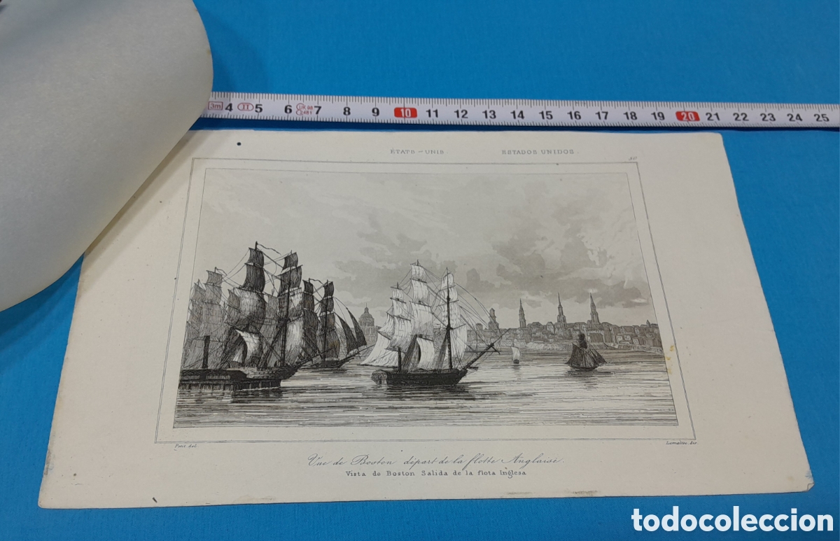 Art: VISTA DE BOSTON- SALIDA DE LA FLOTA INGLESA - PETIT. DEL, EE.UU. N&Uacute;MERO 50