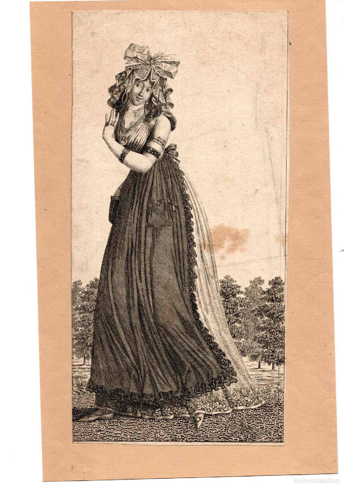 Arte: GRABADO CON ESCENA DE MODA. SIGLO XVIII - Foto 1