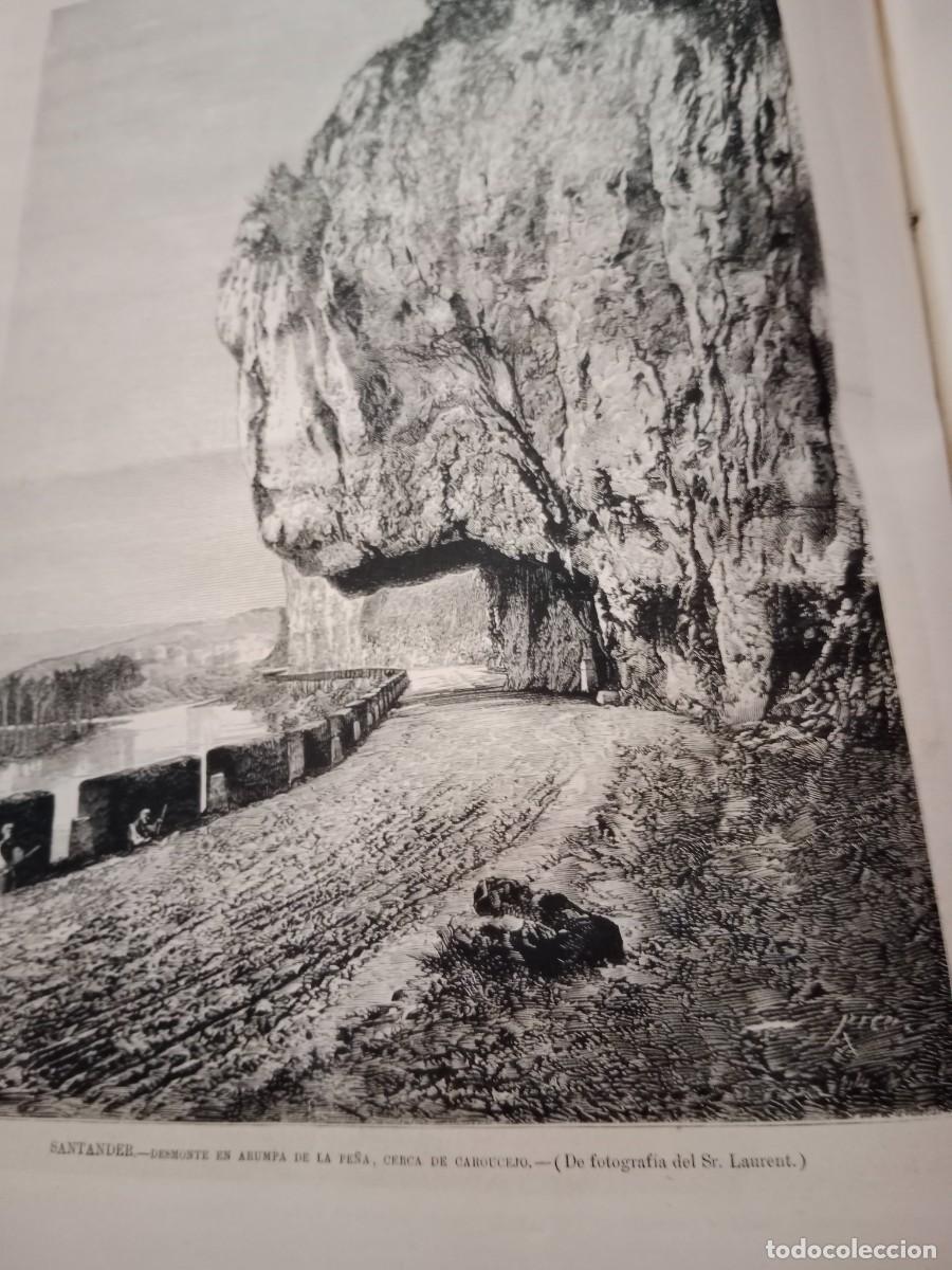 Kunst: Libro de la ilustraci&oacute;n espa&ntilde;ola y americana de 1874, encuadernaci&oacute;n en tapa dura artesanal y