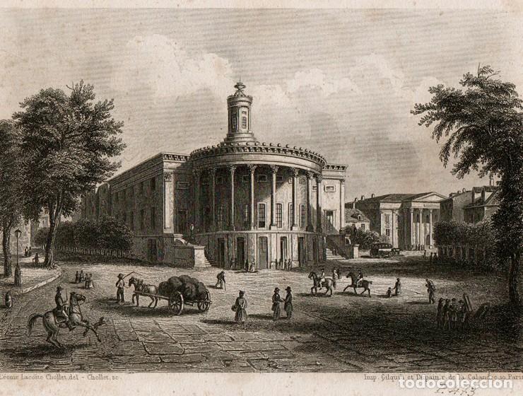 Kunst: GRABADO AL ACERO DE 1858, VISTA DE FILADELFIA, PENNSYLVANIA, THE EXCHANGE & GIRARD'S BANK. CHOLLET