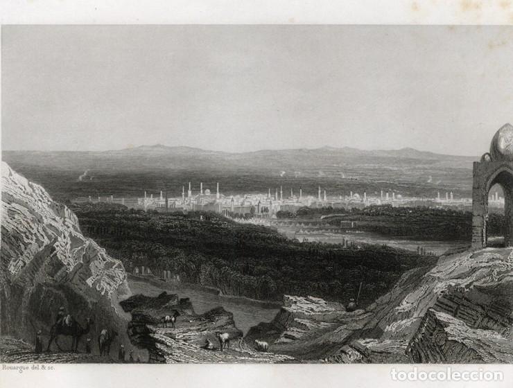 Kunst: GRABADO AL ACERO DE 1842, VISTA DE LA CIUDAD DE DAMASCO, SIRIA. GRAV&Oacute; ROUARGUE, FURNE, MALTE-BRUN