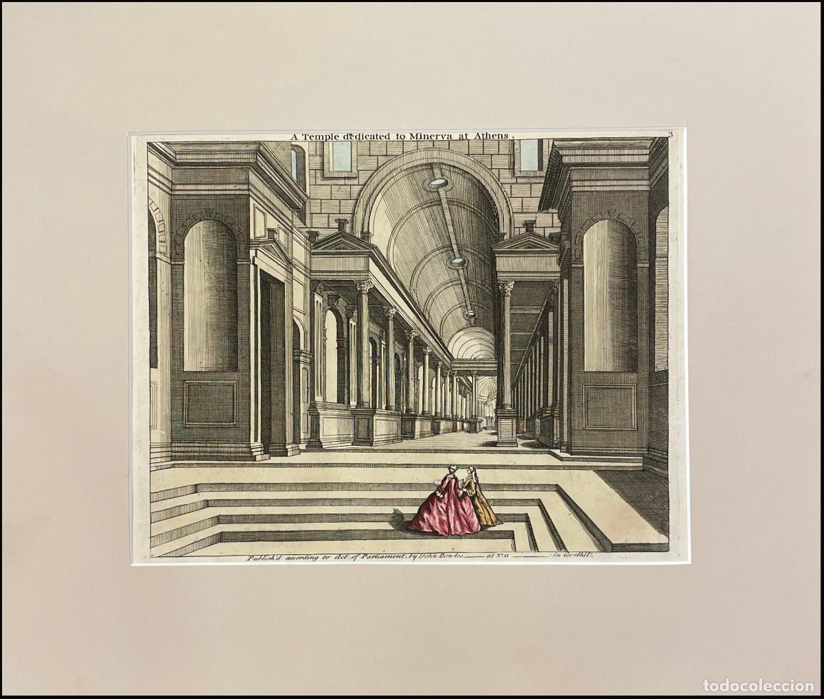 Arte: JOHN BOWLES - TEMPLO DEDICADO A MINERVA - 1750 - Foto 2